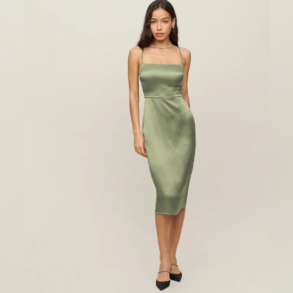 Reformation Oaklie Silk Slip Midi Dress